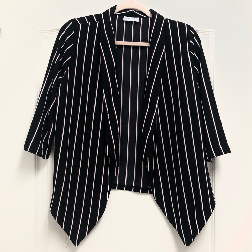 Stripped 3/4” sleeve blazer